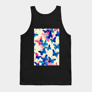 Elegant Butterfly Repeat: Blue and Pink Watercolor Tank Top